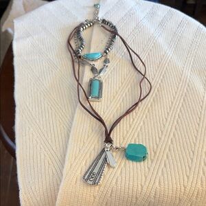 Turquoise and Silver Women's Necklace Set